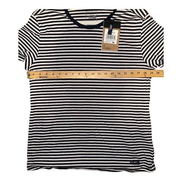 North Face Womens Blue/White Striped Tee, Large - Picture 5 of 7